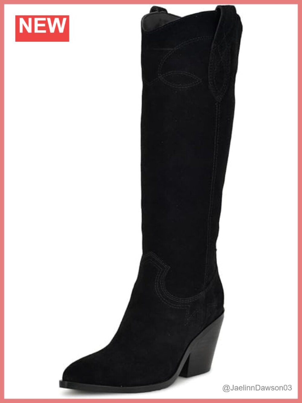 Suede Cowgirl Boots Knee High Western Pointed Toe Block Heel Embroidered
